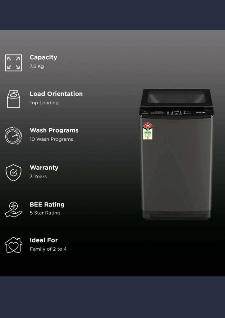 Voltas Beko 7.5 Kg 5 Star Fully Automatic Top Load Washing Machine