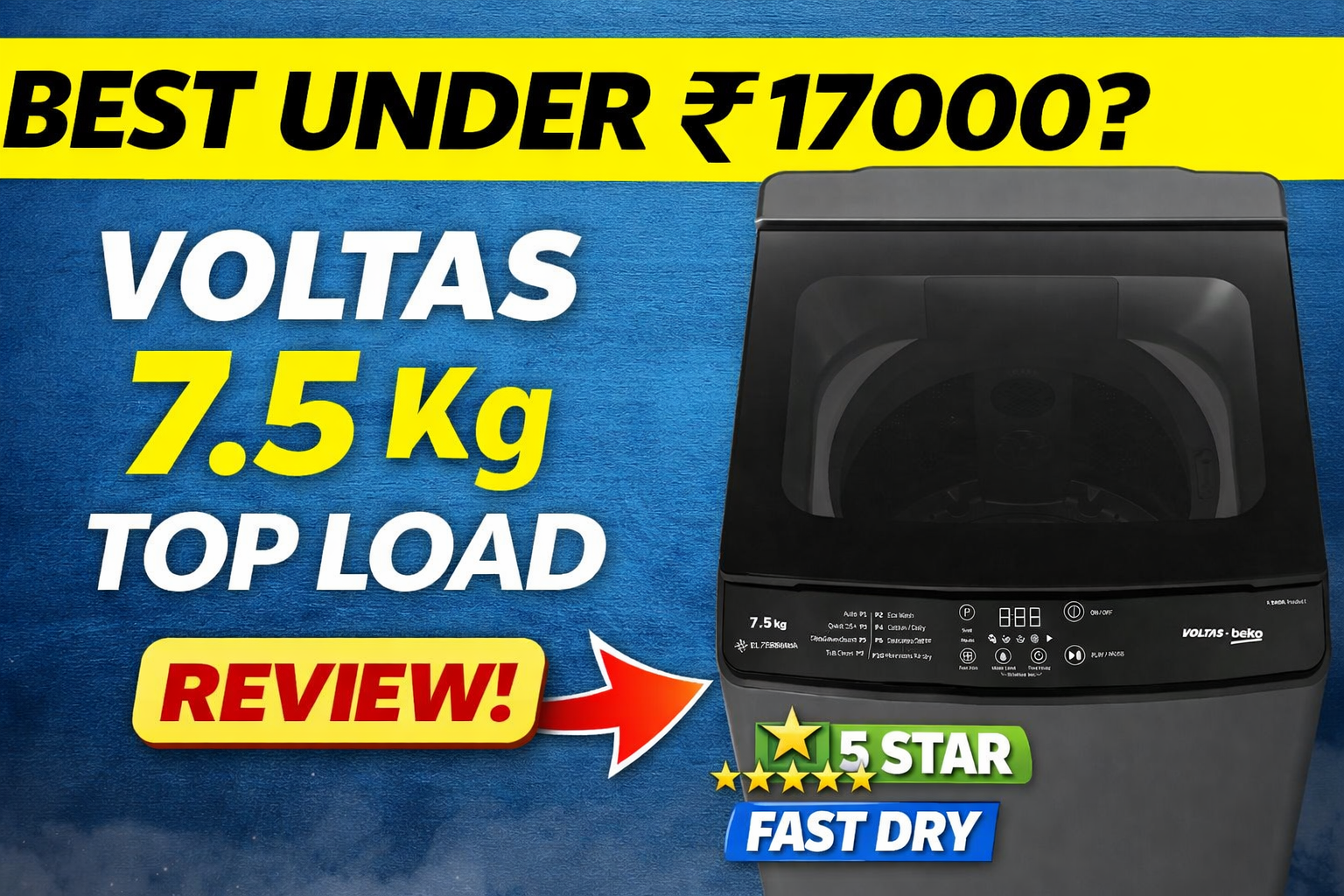 Voltas Beko 7.5 Kg 5 Star Fully Automatic Top Load Washing Machine Review (WTL7506UAA)