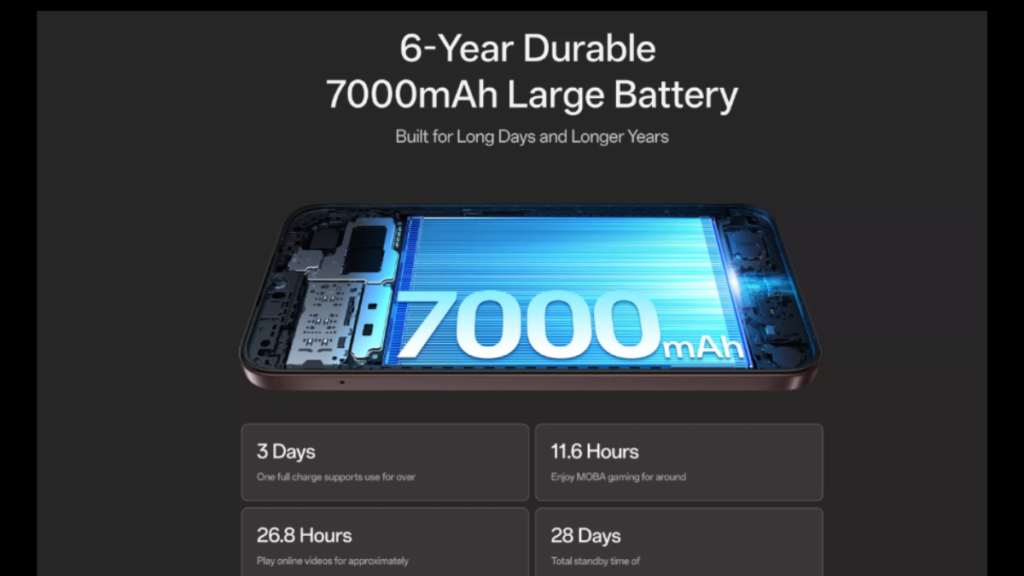Large 7000mAh Battery