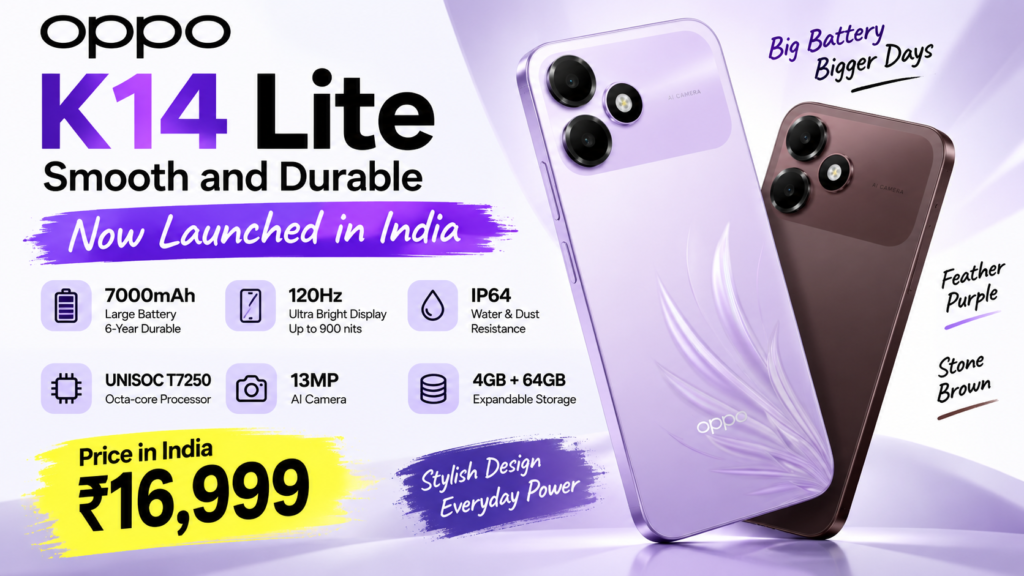 OPPO K14 Lite Launched in India: Price, Specifications and Features