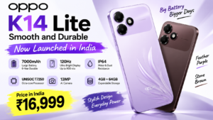 OPPO K14 Lite Launched in India: 7000mAh Battery, 120Hz Display and 15W Charging